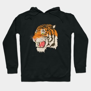 Big Paper Tiger Japanese Drawing Cool Black Hoodie